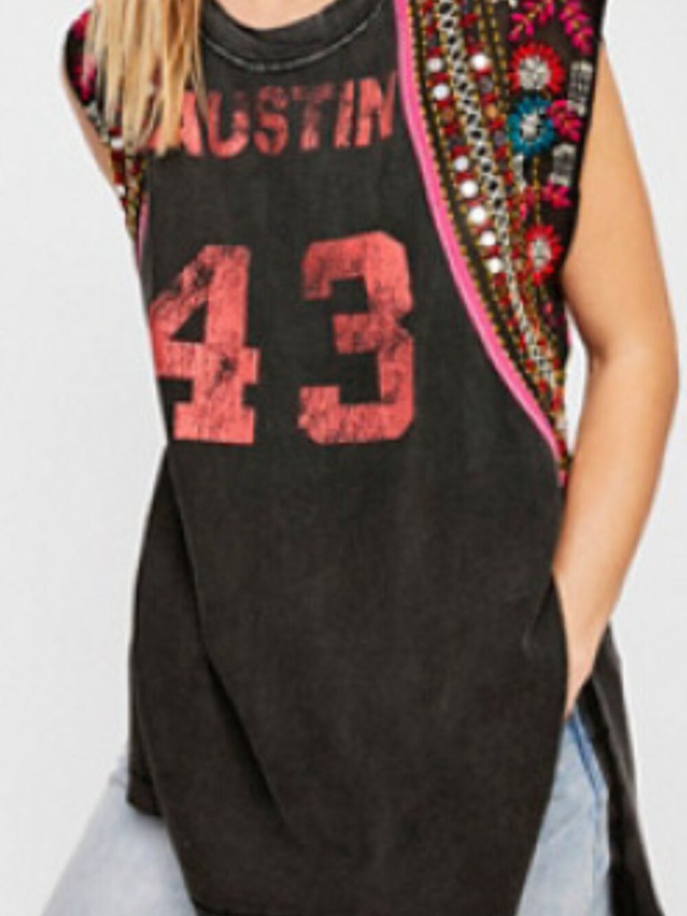 Free People Dark Blue Jersey with Sequins